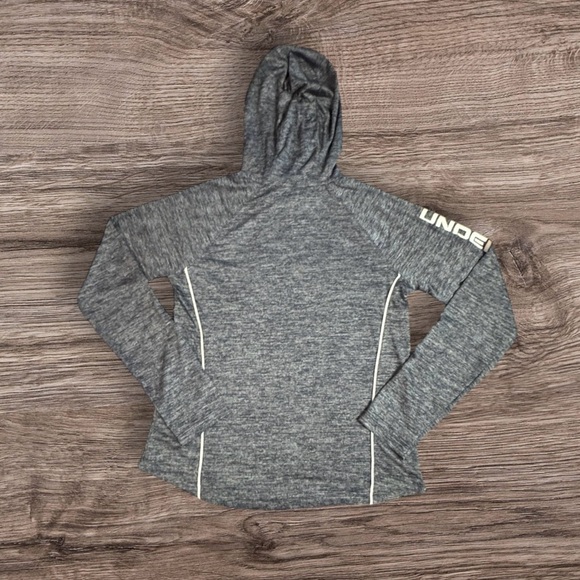 Under Armour Medium Women’s Lightweight Charcoal Gray Velocity Wordmark Hoodie - Picture 2 of 3